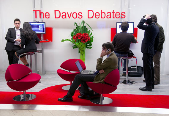 Week in business: The Davos Debates booth on the opening day of the World Economic Forum
