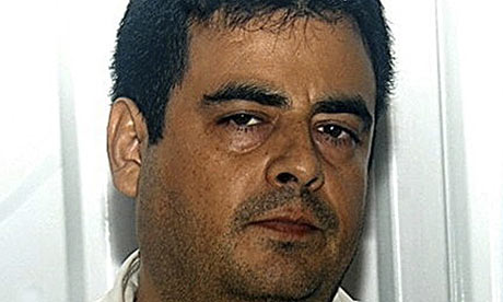 Carlos Beltran Leyva in custody. Photograph: Mexico federal security 