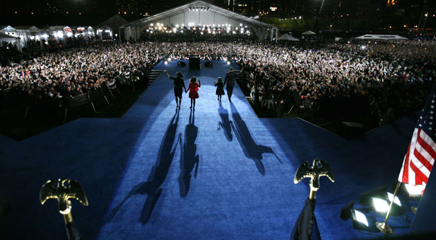Pictures of the decade: Barack Obama arrives to speak to supporters in Chicago 