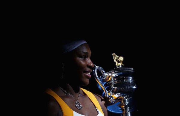 Aussie Open Women's Final: Serena poses with the trophy