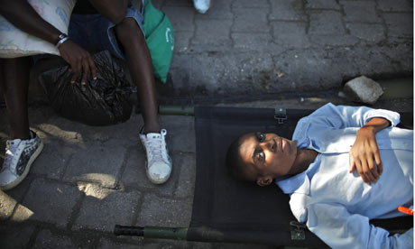 Injured man in Haiti