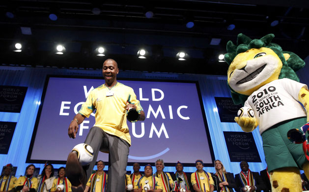 Davos update: Radebe kicks ball during 2010 World Cup World Economic Forum Davos