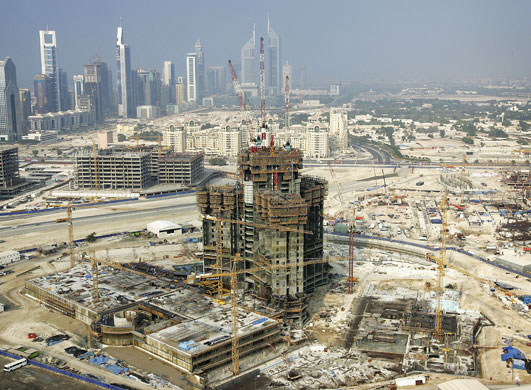 Burj Dubai: The construction site for the Burj Dubai in December 2005