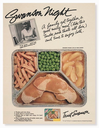 Visual History of Cooking: Advert for original maker of the TV Dinner, Swanson