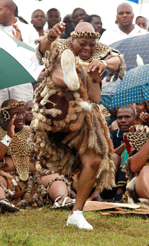 Jacob Zuma gets married: Jacob Zuma performs a high kick at his wedding