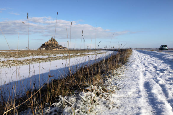 Northern hemisphere: France: The Mont-Saint-Michel abbey as Europe shivered 