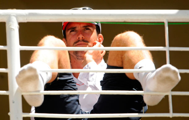 cricket: Pietersen watches from a balcony