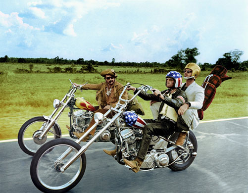 Dennis Hopper: Dennis Hopper, Peter Fonda and Jack Nicholson in the film Easy Rider, 1977