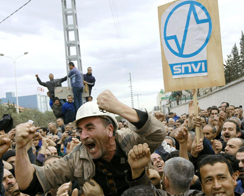 24 hours in pictures: Ameziane a union leader during a strike at Rouiba, Algiers