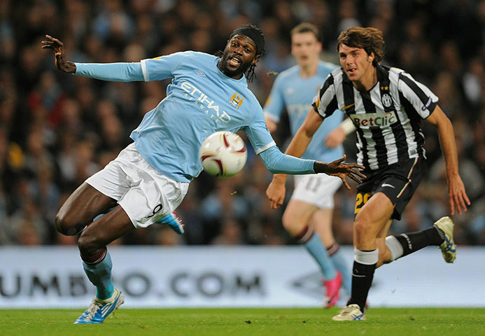 Europa League City: Adebayor can't get onto the end of a cross