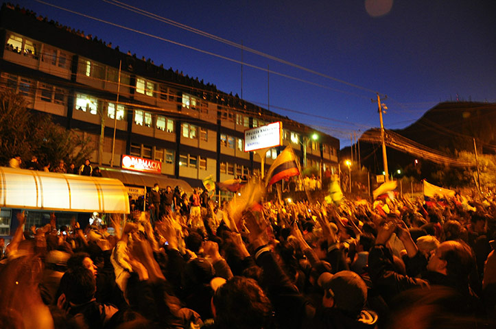 Ecuador Crisis Update: Supporters of Ecuador President Rafael Correa gather at the hospital