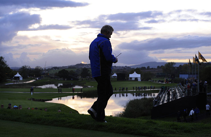 RYDER CUP DAY 1: Colin Montgomerie makes his way from the 11th tee