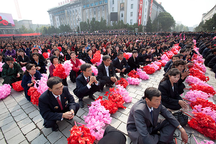 North Korea: The Kim Il-Sung Square after the end of the military parade.