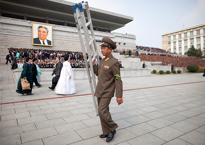 North Korea: The Kim Il-Sung Square after the end of the military parade.