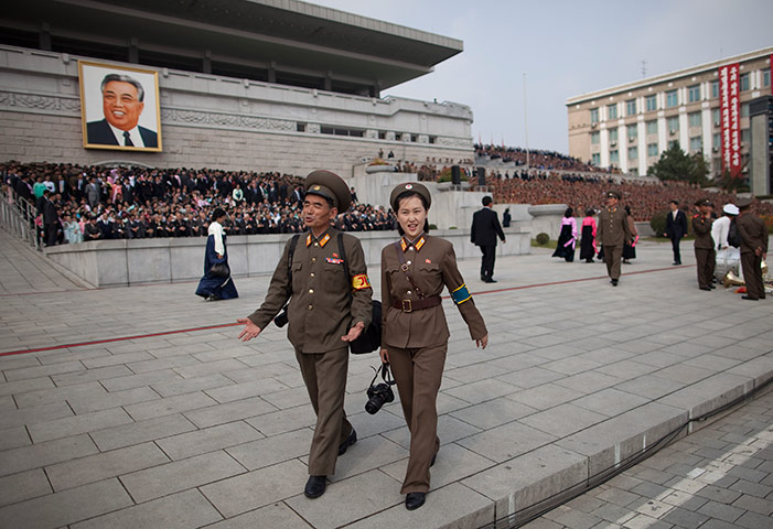 North Korea: The Kim Il-Sung Square after the end of the military parade.