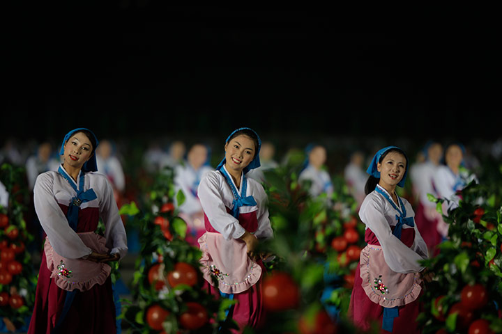 North Korea night square: Night dancing in Kim Il-Sung Square