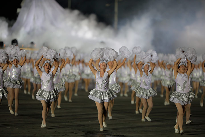 North Korea night square: Night dancing in Kim Il-Sung Square