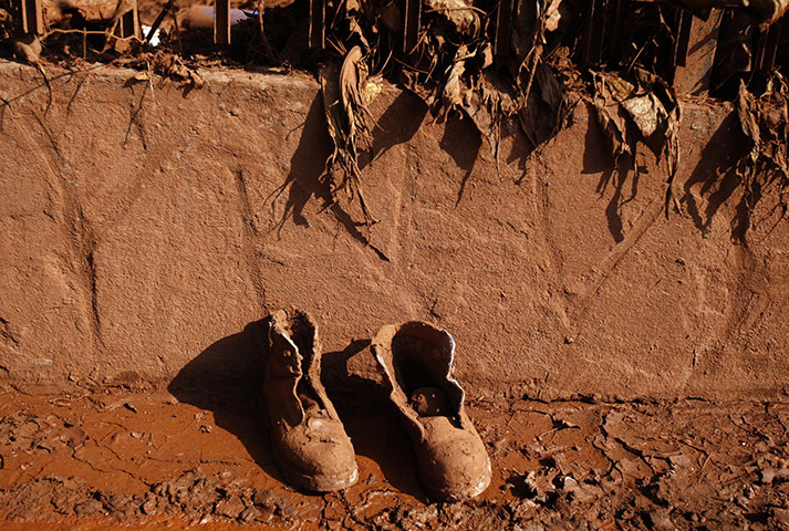 sludge: A pair of shoes lies covered with mud in the flooded village of Devecser