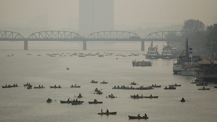 Dan Chung: North Koreans boating for pleasure on the river Taedong in Pyongyang