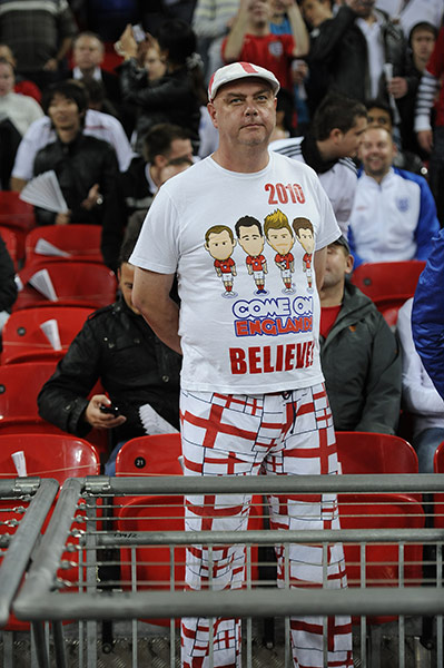 England v Montenegro 2: England fan wearing some fancy trousers