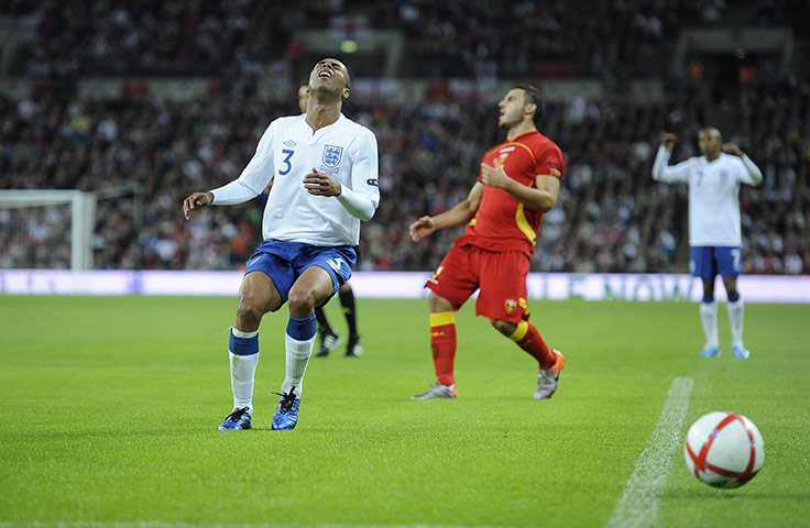 England v Montenegro 3: Ashley Cole miscontrols in the box and the ball runs out of play