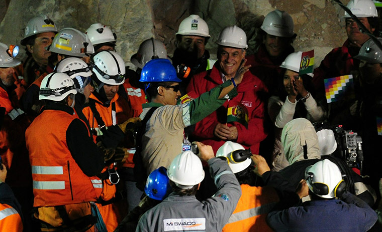 chile miners rescued: Bolivian miner Carlos Mamani rescued from San Jose mine in Chile