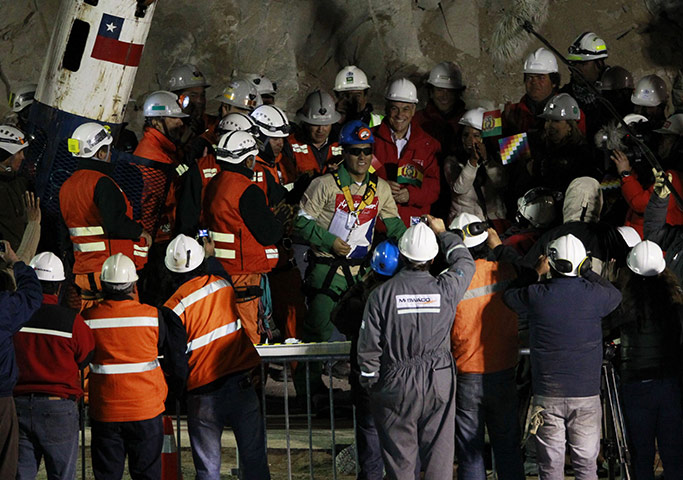 chile miners rescued: Bolivian miner Carlos Mamani rescued