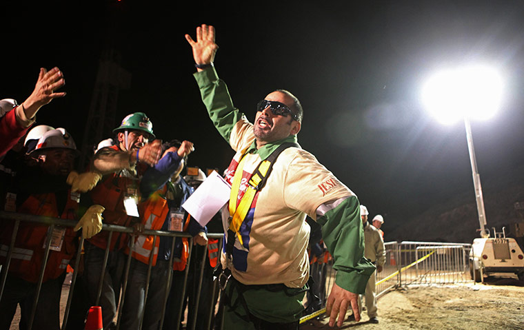 24 hours: Mario Sepulveda rescued from the collapsed San Jose mine in Chile