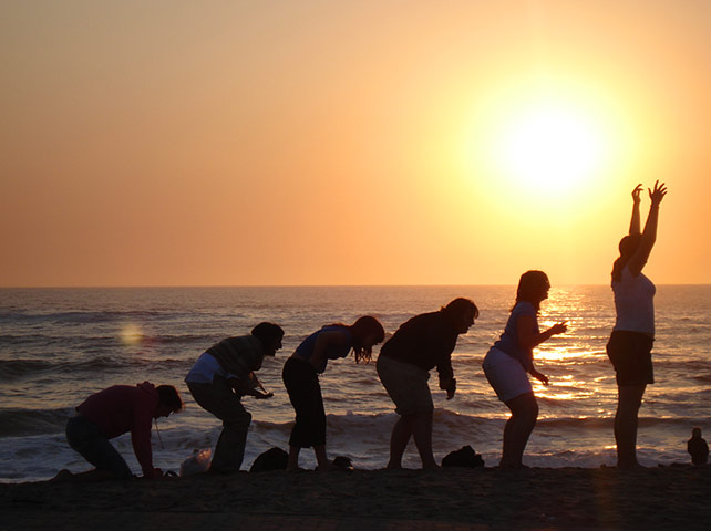 In pictures: evolution: Demonstrating evolution against the Atlantic ocean in Swakopmund, Namibia