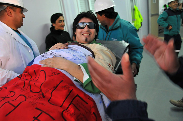 Chile rescue: Richard Villarroel is taken on a stretcher