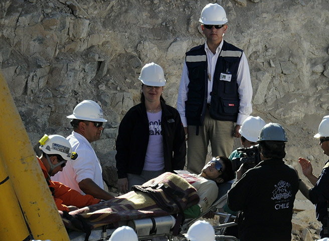 Rescued Chile miners: 23rd Chilean miner Carlos Bugueno is taken to the field hospital