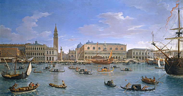 Canaletto and His Rivals: The Molo from the Bacino di San Marco, 1697, by Gaspar van Wittel