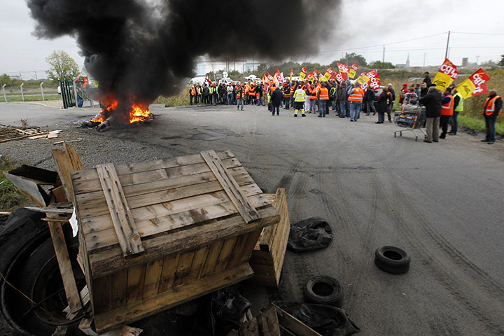 France Strikes: Workers of Total and the SFDM Society, and SNCF railway workers