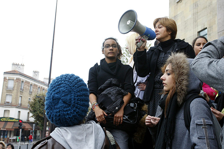 France Strikes: Montreuil's mayor Dominique Voynet speaks at the Jean Jaures high school