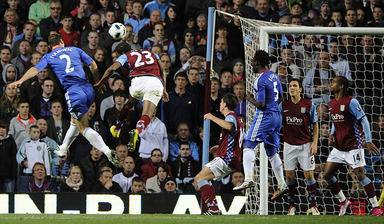 Aston Villa v Chelsea: Ivanovic heads against the post for Chelsea