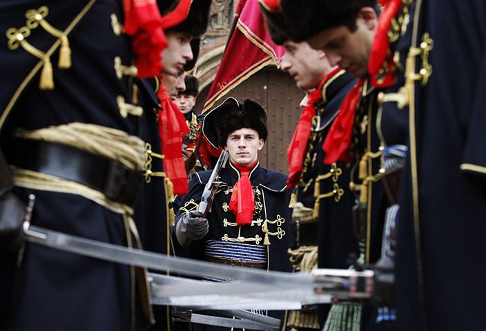24 hours in pictures: Zagreb, Croatia: Soldiers attend a guard-exchanging ceremony
