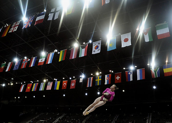24 hours in pictures: Rotterdam, Netherlands: Russia's Ksenia Semenova competes on the vault