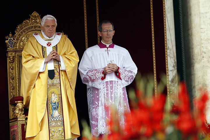 Canonisation ceremony: Pope Benedict XVI leads a solemn mass for the canonisation