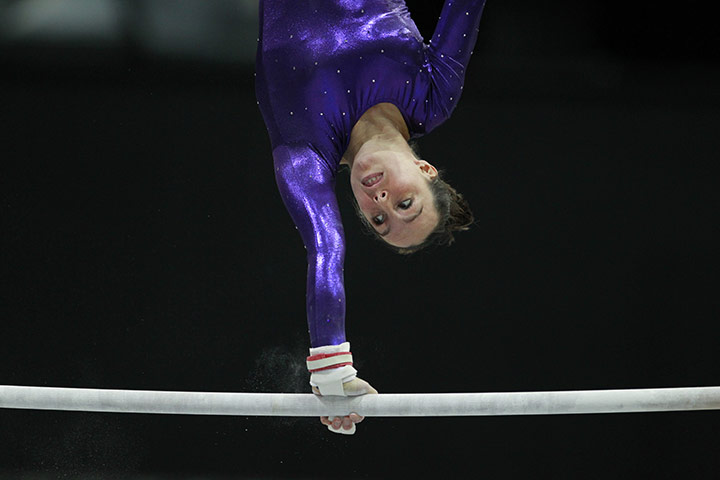 Gymnastics championships: Beth Tweddle of Britain performs on the uneven bars 