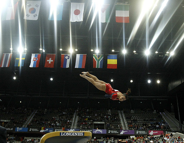 Gymnastics championships: Alicia Sacramone of the US competes on the vault