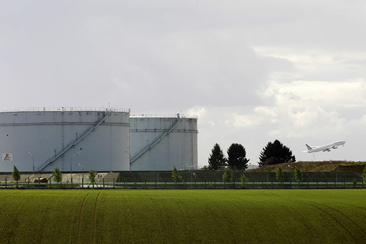 Fuel shortages in France: A plane takes off from Charles de Gaulle airport close to fuel depots