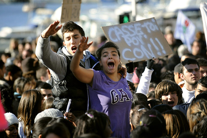 strikes in france: demonstration at the Vieux Port in Marseille