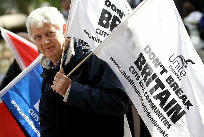 cuts protest in london: Unions demonstrate in London