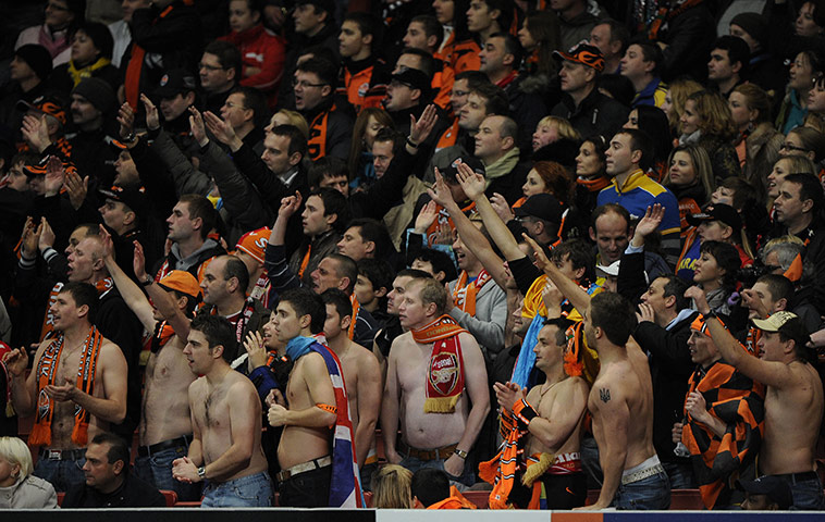 Arsenal v Shakhtar: Shakhtar Donetsk fans are topless