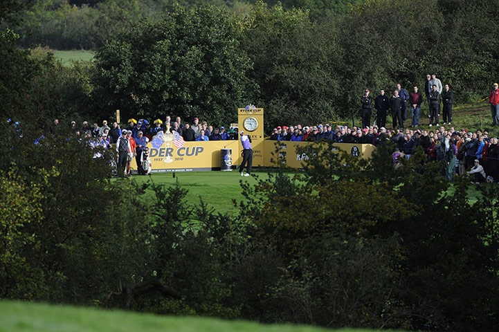 Ryder Cup Day 2: Tiger Woods drives waywardly and misses the green on the 15th