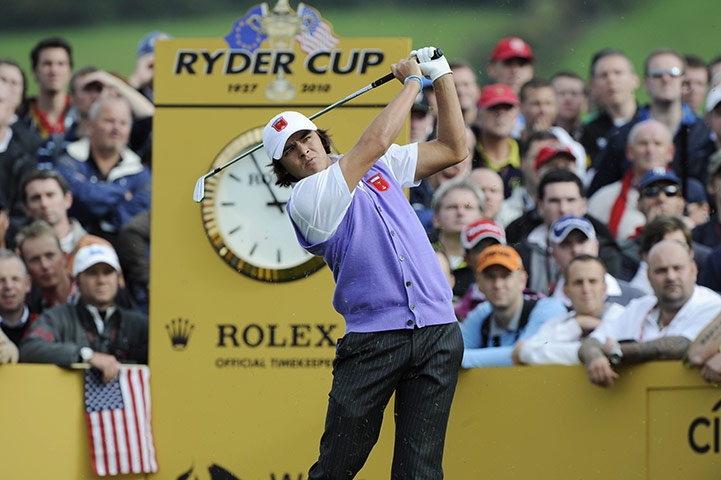 Day 2 Ryder Cup: Ricky Fowler tees off on the 17th during his foursomes