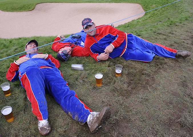 Day 2 Ryder Cup: US fans enjoy having a beer