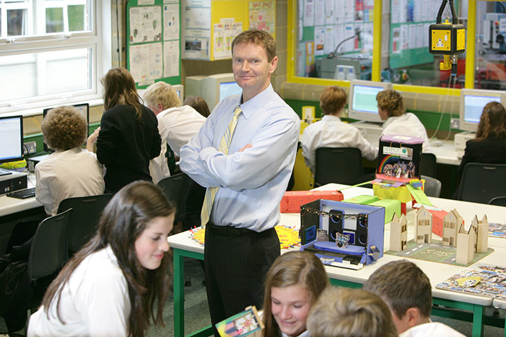 Teaching Awards 2010: A male teacher stands amongst pupils taking part in a class