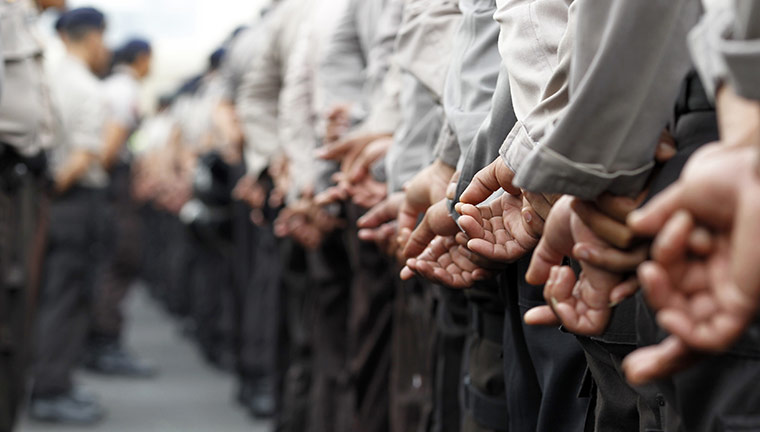 24 hours in pictures: riot police in Jakarta