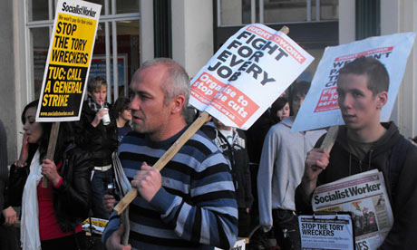 Guardian Cardiff Blog - cut protesters at in Cardiff city centre on day of the comprehensive spending review